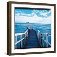 Pier and Dolphins-Colin Anderson-Framed Photographic Print