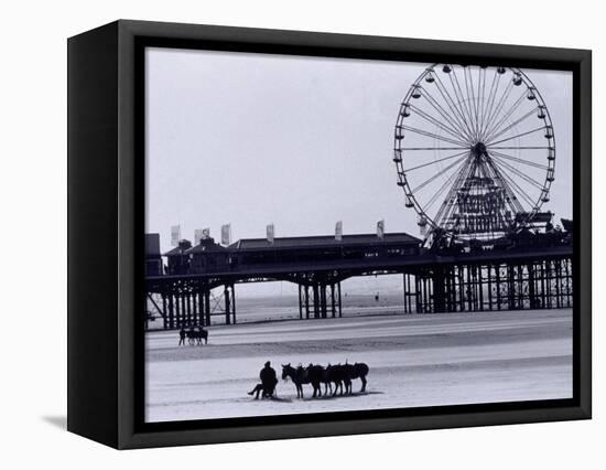 Pier and Donkey Rides, Blackpool, England-Walter Bibikow-Framed Stretched Canvas