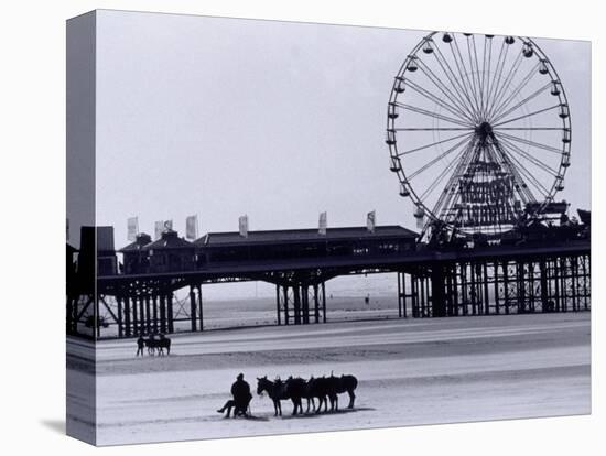 Pier and Donkey Rides, Blackpool, England-Walter Bibikow-Stretched Canvas