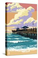 Pier and Sunset-Lantern Press-Stretched Canvas