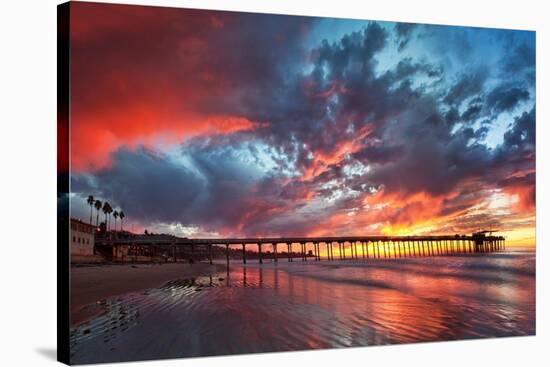 Pier and Sunset-Lantern Press-Stretched Canvas