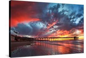 Pier and Sunset-Lantern Press-Stretched Canvas