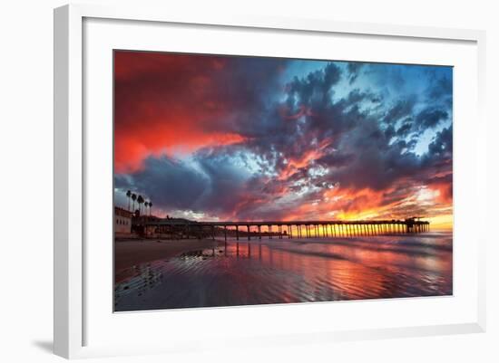 Pier and Sunset-Lantern Press-Framed Art Print