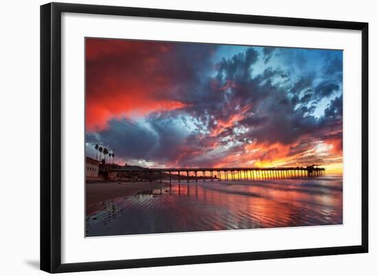 Pier and Sunset-Lantern Press-Framed Art Print