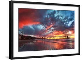 Pier and Sunset-Lantern Press-Framed Art Print