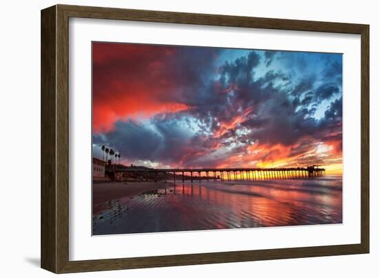 Pier and Sunset-Lantern Press-Framed Art Print