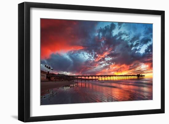 Pier and Sunset-Lantern Press-Framed Art Print