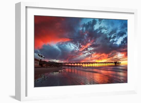 Pier and Sunset-Lantern Press-Framed Art Print