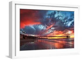 Pier and Sunset-Lantern Press-Framed Art Print