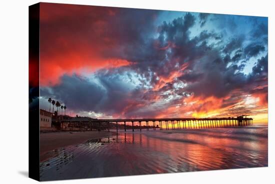 Pier and Sunset-Lantern Press-Stretched Canvas