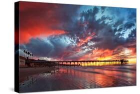 Pier and Sunset-Lantern Press-Stretched Canvas