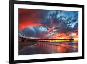 Pier and Sunset-Lantern Press-Framed Premium Giclee Print
