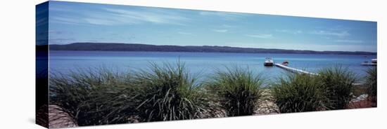 Pier at a Lake, Crystal Lake, Frankfort, Benzie County, Michigan, USA-null-Stretched Canvas