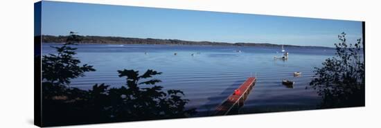 Pier at a Lake, Crystal Lake, Frankfort, Benzie County, Michigan, USA-null-Stretched Canvas