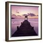 Pier at Dawn, Plage De Santa Giulia, South East Corsica, Corsica, France, Mediterranean, Europe-Stuart Black-Framed Photographic Print