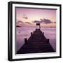 Pier at Dawn, Plage De Santa Giulia, South East Corsica, Corsica, France, Mediterranean, Europe-Stuart Black-Framed Photographic Print