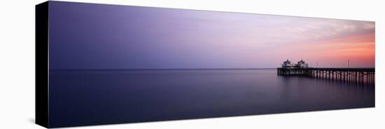 Pier at Dusk, Malibu, California, USA-Walter Bibikow-Stretched Canvas