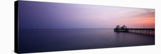 Pier at Dusk, Malibu, California, USA-Walter Bibikow-Stretched Canvas