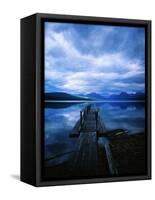 Pier at Lake McDonald Under Clouds-Aaron Horowitz-Framed Stretched Canvas