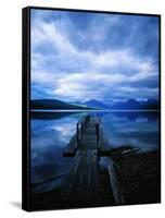 Pier at Lake McDonald Under Clouds-Aaron Horowitz-Framed Stretched Canvas