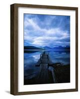 Pier at Lake McDonald Under Clouds-Aaron Horowitz-Framed Photographic Print