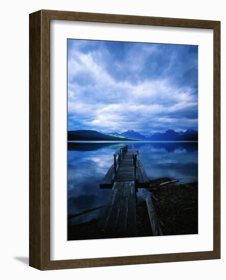 Pier at Lake McDonald Under Clouds-Aaron Horowitz-Framed Photographic Print