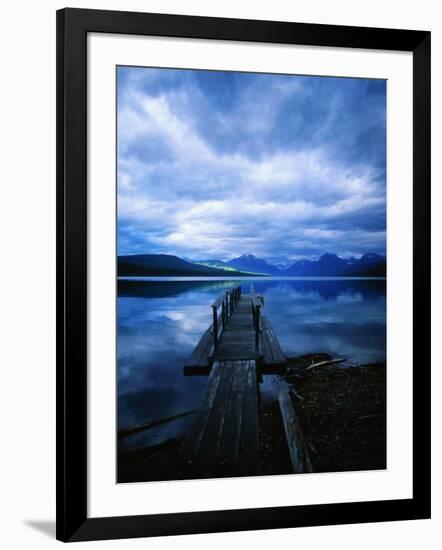 Pier at Lake McDonald Under Clouds-Aaron Horowitz-Framed Photographic Print