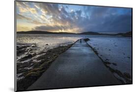 Pier at low tide at sunset, Rockcliffe, Dalbeattie, Dumfries and Galloway-Stuart Black-Mounted Photographic Print