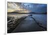 Pier at low tide at sunset, Rockcliffe, Dalbeattie, Dumfries and Galloway-Stuart Black-Framed Photographic Print