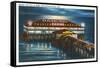 Pier at Night, Old Orchard Beach, Maine-null-Framed Stretched Canvas