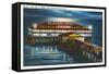 Pier at Night, Old Orchard Beach, Maine-null-Framed Stretched Canvas