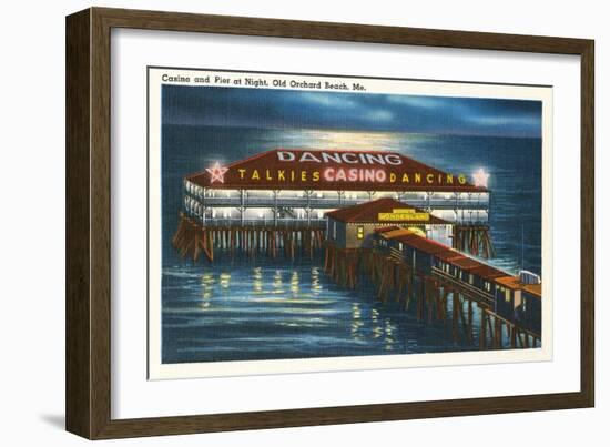 Pier at Night, Old Orchard Beach, Maine-null-Framed Art Print