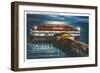 Pier at Night, Old Orchard Beach, Maine-null-Framed Art Print