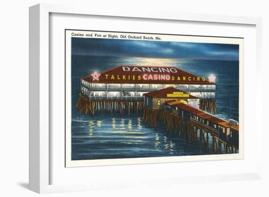 Pier at Night, Old Orchard Beach, Maine-null-Framed Art Print