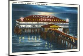 Pier at Night, Old Orchard Beach, Maine-null-Mounted Art Print