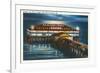 Pier at Night, Old Orchard Beach, Maine-null-Framed Premium Giclee Print