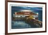 Pier at Night, Old Orchard Beach, Maine-null-Framed Premium Giclee Print