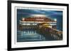 Pier at Night, Old Orchard Beach, Maine-null-Framed Premium Giclee Print