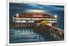 Pier at Night, Old Orchard Beach, Maine-null-Mounted Premium Giclee Print
