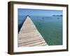 Pier at Platja D'Alcudia, Mallorca, Balearic Islands, Spain, Mediterranean, Europe-Hans Peter Merten-Framed Photographic Print