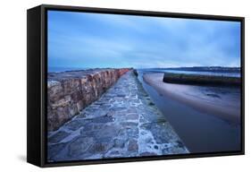 Pier at St. Andrews Harbour before Dawn, Fife, Scotland, United Kingdom, Europe-Mark-Framed Stretched Canvas