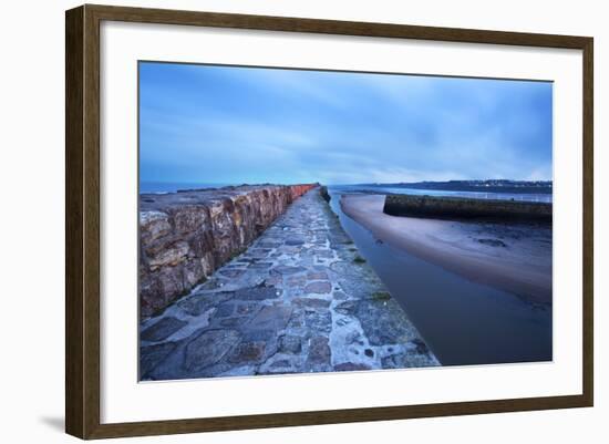 Pier at St. Andrews Harbour before Dawn, Fife, Scotland, United Kingdom, Europe-Mark-Framed Photographic Print