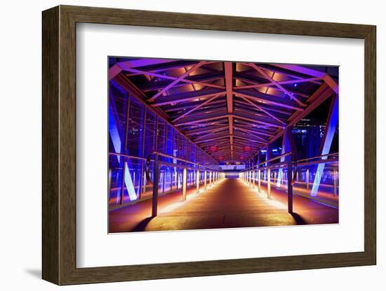 Pier at 'Stage Theater Im Hafen Hamburg' in the Evening Blueport Illumination-Uwe Steffens-Framed Photographic Print