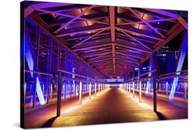 Pier at 'Stage Theater Im Hafen Hamburg' in the Evening Blueport Illumination-Uwe Steffens-Stretched Canvas