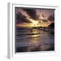 Pier at Sunrise, Plage De Santa Giulia, South East Corsica, Corsica, France, Mediterranean, Europe-Stuart Black-Framed Photographic Print