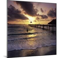 Pier at Sunrise, Plage De Santa Giulia, South East Corsica, Corsica, France, Mediterranean, Europe-Stuart Black-Mounted Photographic Print