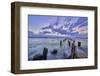 Pier at sunrise, Puerto Natales, Torres del Paine National Park, Ultima Esperanza Province-Lorenzo Mattei-Framed Photographic Print