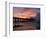 Pier at Sunrise with Reflections of Clouds on Beach, Tybee Island, Georgia, USA-Joanne Wells-Framed Photographic Print