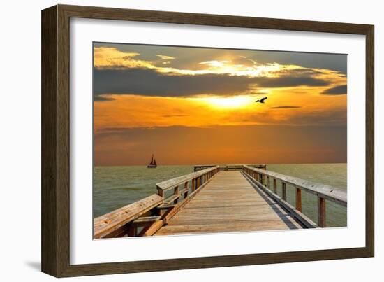 Pier at Sunset-Lantern Press-Framed Art Print