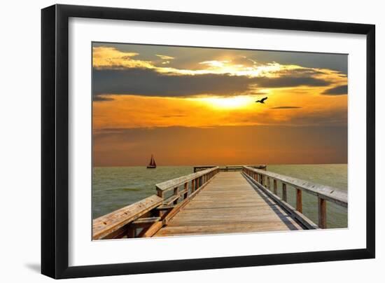 Pier at Sunset-Lantern Press-Framed Art Print